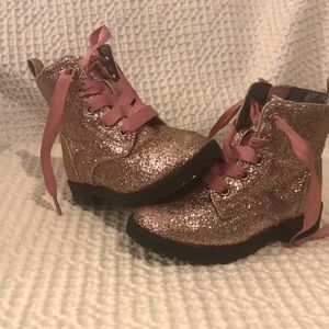 Size 7 pink & gold glitter rampage girls boots